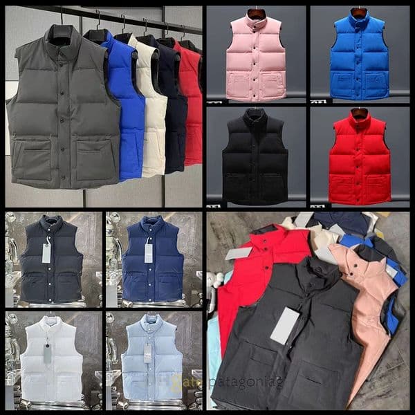 designer Down Vest pocket jackets Parkas long sleeve zipper Badges Men Women gooses Jacket casual coat tops Outwear Multiple Colour
