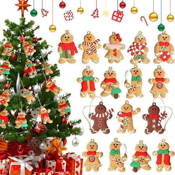 6/12Pcs Gingerbread Man Ornaments for Xmas Tree Decorations Gingerman Figurines Mini Hanging Pendant Christmas Holiday DecorXJ241026
