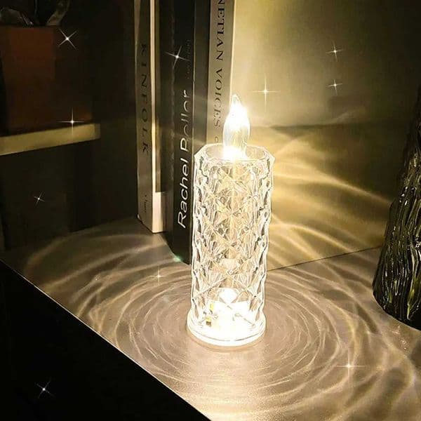New Arrival LED crystal desk lamp rose projection lamp romantic diamond atmospheric night light used for bedroom party Christmas decoration Z241025