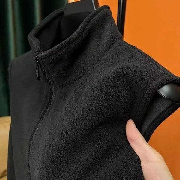 Autumn Winter Polar Fleece Vest Men Windproof Outdoor Warm Sleeveless Double Sided Coat 2024 Plush Stand Collar Casual Waistcoat 241025