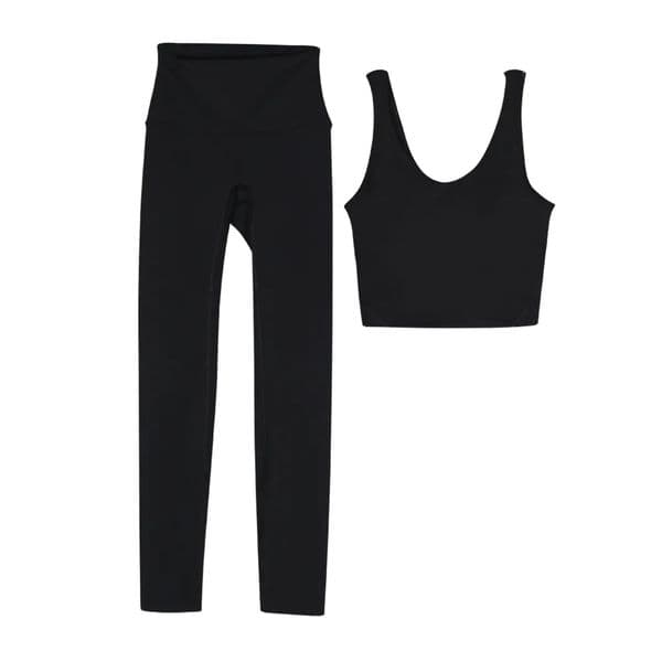 Yoga Set For Women 2 Piece High Waist Leggins With Bra Gym Clothes Workout Outfit Black Lightning blue yoga sets Sizes 2-12