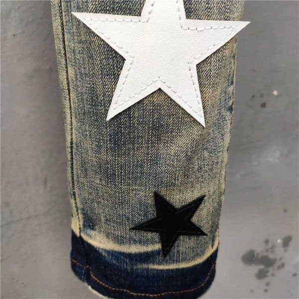 High Quty Men Jean Hole Patch Fashion Versatile Ripped Jeans Stretch Pencil Pant Elastic Pattern Jean Z260522