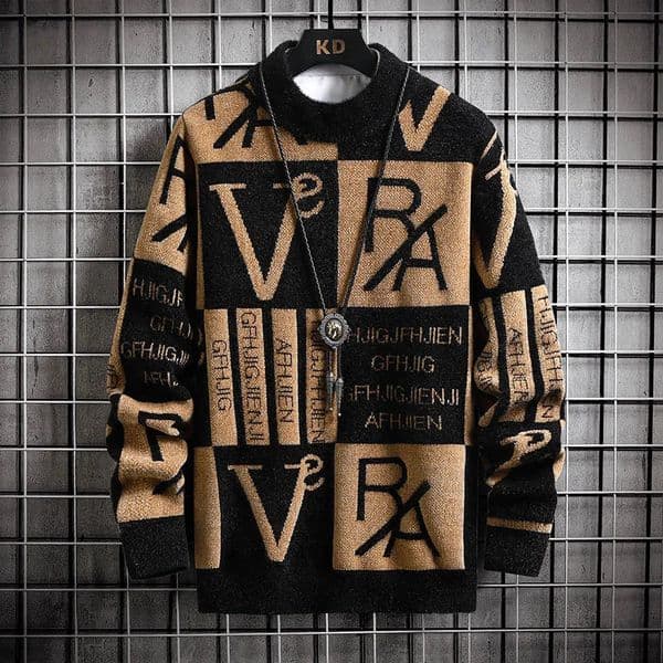 Men Knitted Sweater Stripe Pullovers Printing Round Neck 2024 AutumnWinter Quality Casual Clothing Jumper 241025