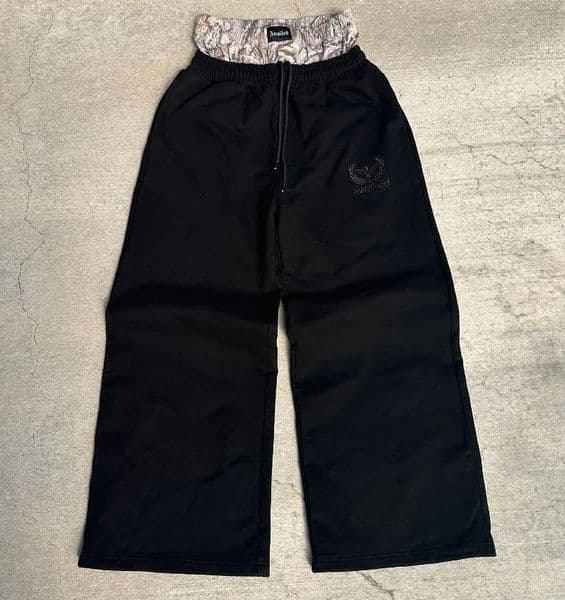 Y2K Harajuku pants camouflage Embroidered double waist high quality sweatpants Hip Hop streetwear High waisted Wide Leg Pants 241021