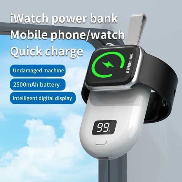 New Arrival 2500mAh LED digital display portable charger keychain charger power pack C-type mini power pack suitable for IWatch 4/5/6/7/8 Z241026