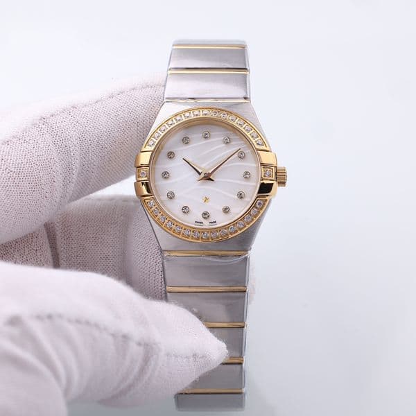 Classic Pearl Face High Quality Designer Women's 28MM Constellation Quartz Stainless Steel Dia Watch No Box c1
