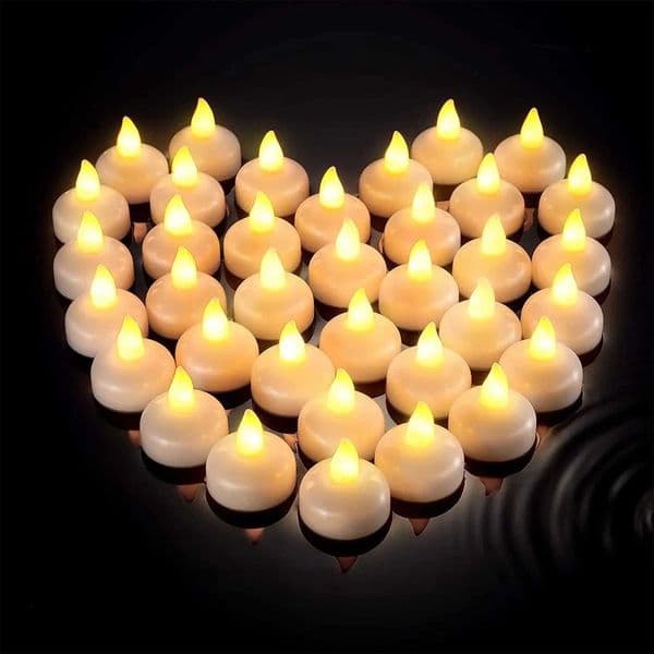 12Pcs Flickering Flameless LED Candles Light Lamp Waterproof Floating on Water LED Tea Light Battery Operated for Pool Spa DecorLX241026