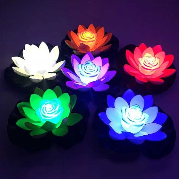 LED Flower Light Artificial Lotus Shape Floating Fountain Flower Light Flower Night Lamp Fish Tank DecorationLX241026