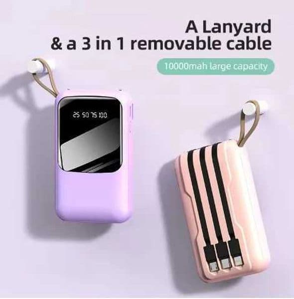 Hot Sale Built in cable 3-in-2 universal charging 5000 10000 20000mah power pack with LED digital display screen T241026