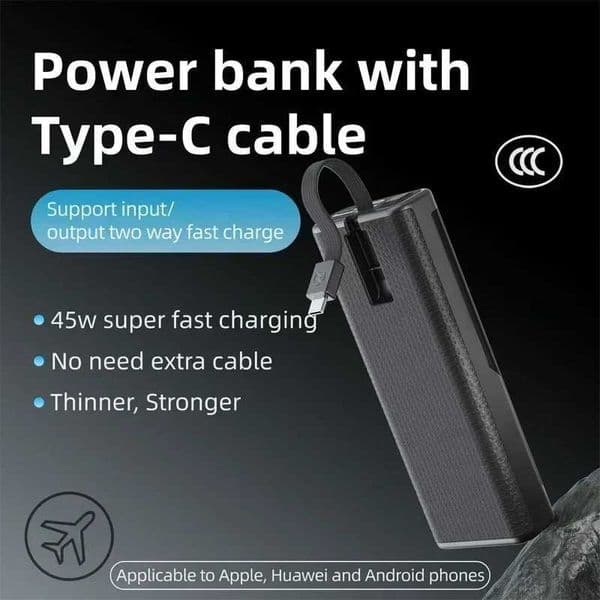 Hot Sale New PD45W built-in cable laptop power pack with 20000mAh large capacity power display T241026