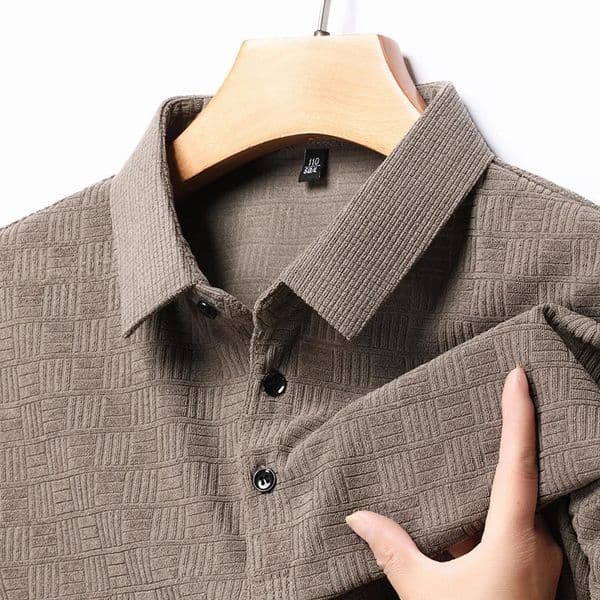 Quality Mens 2024 Summer Cotton And Hemp Short Sleeved Polo Shirt Business Casual Checkered Lapel Tshirt Wear 241024