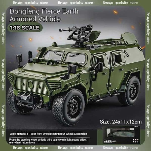 1 18 military vehicle alloy die-casting metal off-road armored vehicle sound light childrens car toy truck tank model gift boy M241025