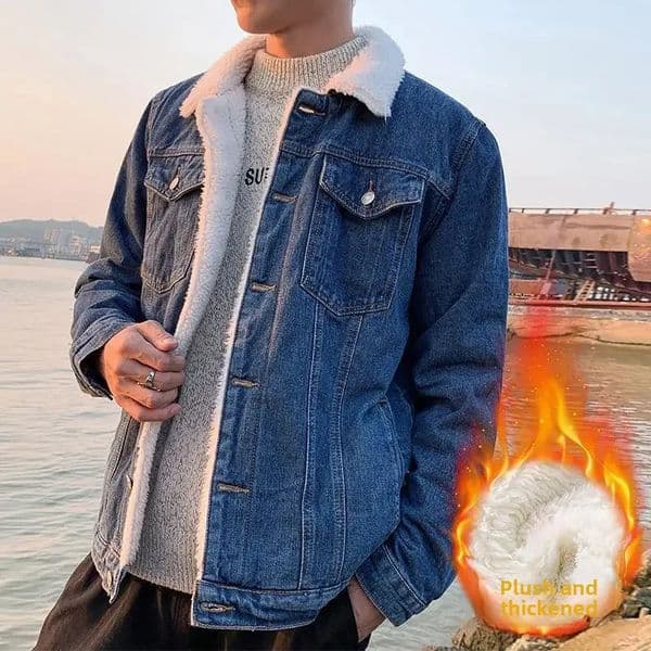 Winter Denim Jacket Trendy Mens Korean Style Loose Fit Fleece Lined Thickened Warm For Women Casual Clothing 241025