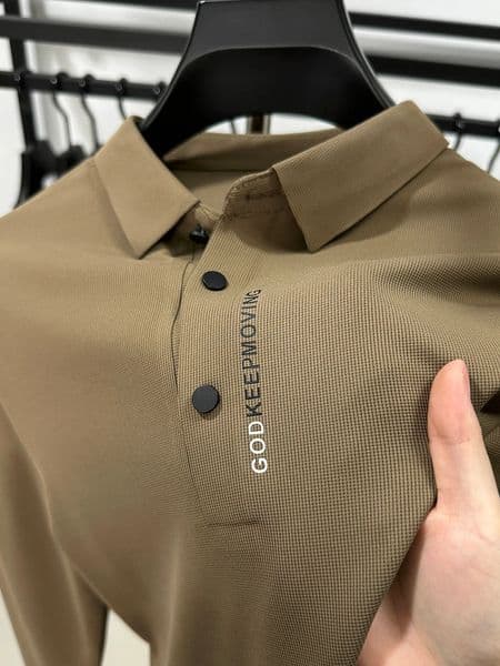Highend Autumn Trend Mens Seamless Elastic Business Casual Polo Shirt Printed Longsleeved Fashion Lapel Tshirt Versatile 241024