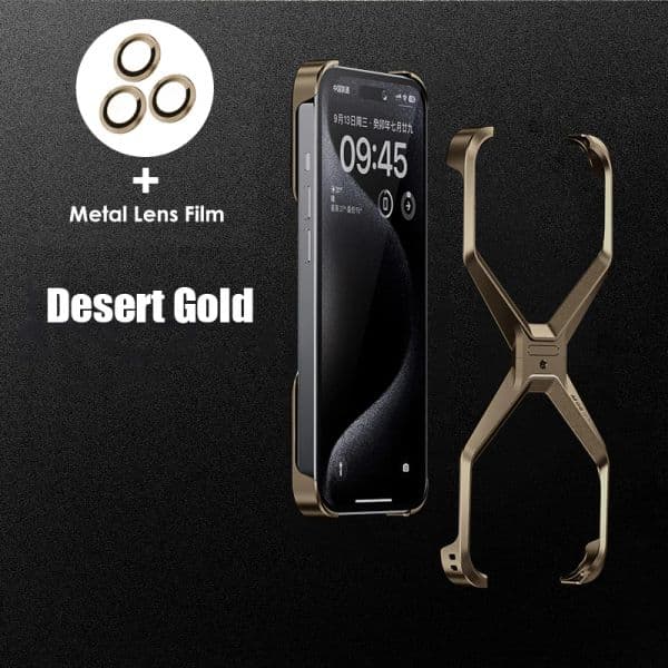 Aluminum Alloy X Type Removable Rimless Phone Cases For iPhone 13 14 15 16 Pro Max Metal Heat Dissipation Shockproof Cover Funda