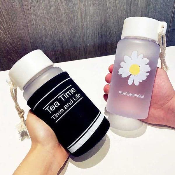 450ml Water Bottles Little Daisy Drinkware Clear Plastic Water Bottle Free with Portable Rope Travel Tea Cup Kitchen Dining BarXJ241026