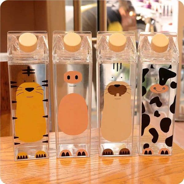 500ml Cute Cartoon Bpa Free Creative Hip Flask Sports Outdoor Bottle Animal Cow Pig Plastic My Water Bottles Tiger Milk KettleXJ241026