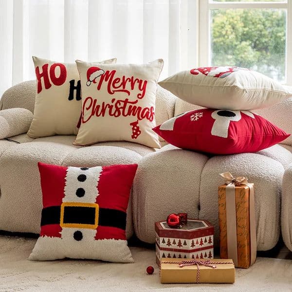 45x45cm Christmas towel embroidered pillow cover family living room sofa cushion cover pillow cover home decoration 241024