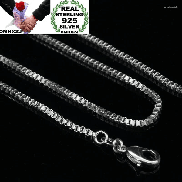 Chains OMHXZJ Wholesale European Fashion Woman Man Party Wedding Silver 2MM Box Chain 925 Sterling Necklace NA192