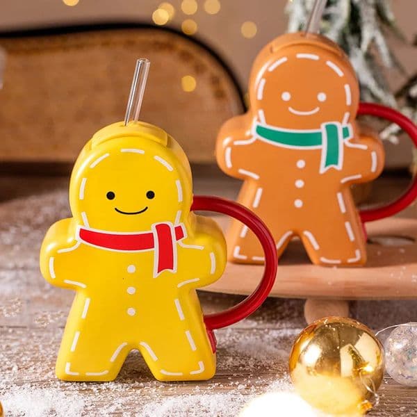 Christmas gingerbread man ceramic cup cute doll girl office home beverage cup milk cup 2024 Christmas gift 241024