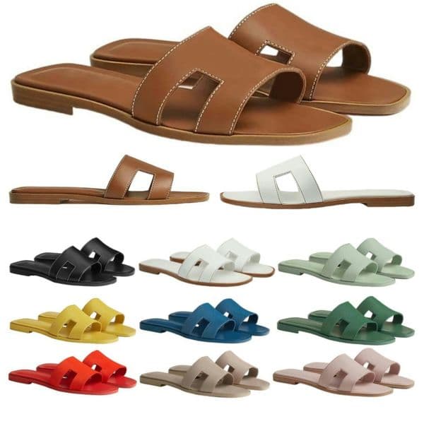 Womens Floral Leather Sandals | Designer Summer Beach Slippers Rubber Flats