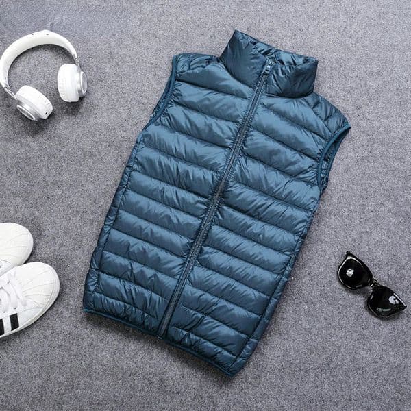Autumn and Winter Mens 90 White Duck Down Vest Casual Lightweight Warm Solid Sleeveless Jacket Portable Pocket 241024