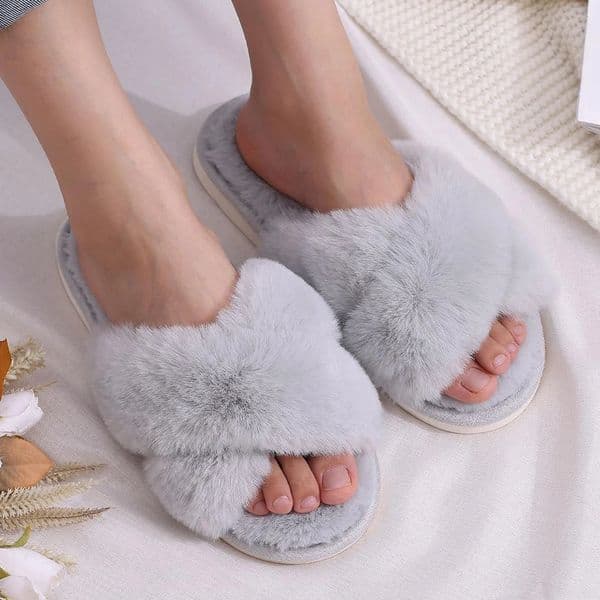 Pallene Furry Home Slippers For Women Fashion Warm Open Toe Fuzzy Slides Casual Comfort Bedroom Fur Slippers Indoor Flat Shoes 241025