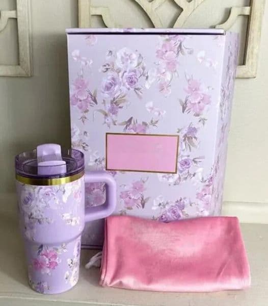 US STOCK Mini 14oz TUMBLER Early Lilac Blue Magnolia Stainless Steel Tumbler 40OZ Silicone Handle Lid and Straw Cute Small Cups Mugs water bottles For Kids 1 L260513