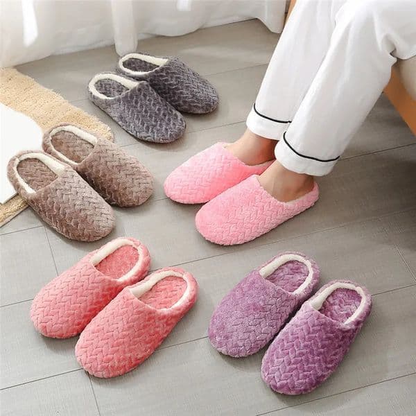Women Winter Home Fur Slippers Cartoon Cat Non-Slip Soft Warm House Indoor Bedroom Men Couples Memory Foam Floor Shoes 241125