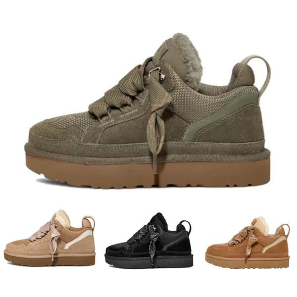 2024 Designer Lowmel boots Sand Chestnut Black Green Trainer platform Fur Snow boot woman ankle booties sheepskin Suede Leather women winter casual shoes 35-40