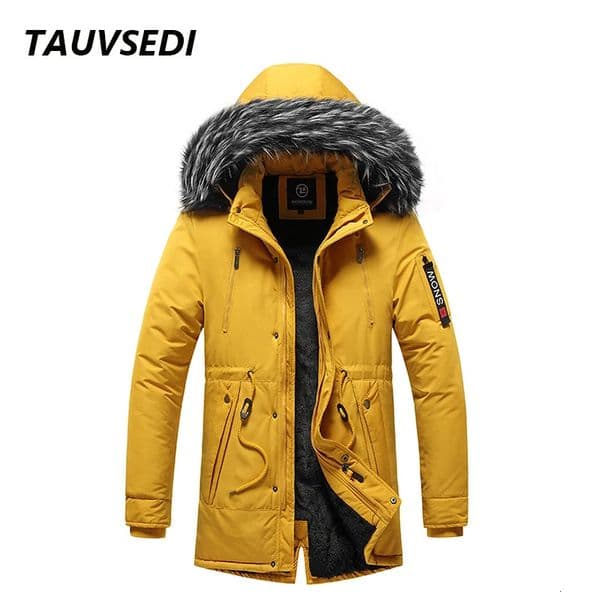 Winter Men Warm Jacket Cotton Windproof Casual Parkas Coat Fur Collar Thicken Outwear Detachable Hat Male 241024