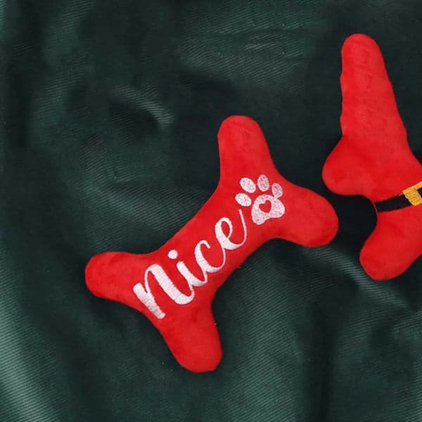 1pc Christmas Bones n Pet Grinding Teeth Squeaky Plush ToyDurable Chew Toy For Dog Interactive Supply 241028