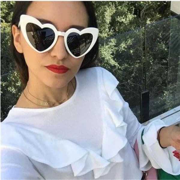 Heart Shaped Sunglasses Women Cat Eye Female Sun Glasses Brand Retro Love Black White Eyewear Men Shade UV400 EyewearX241028