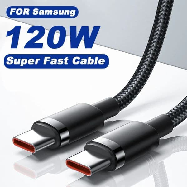 120W USB to Fast Charging Braided Type C Charger Data Cable For iPhone 15 Pro Max Samsung Galaxy S24 S23 Ultra 22