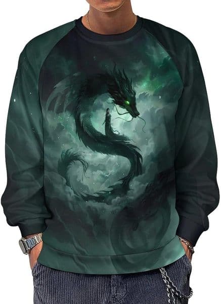 Hoodie for Mens Womens Mythology Chinese Dragon Pullover Funny Anime Graphic Sweatshirts Graphic Hoodies sweatshirt Pullover Long Sleeve All trends match