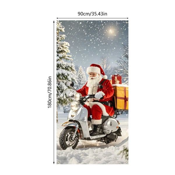 Santa Claus Door Frame Banner - Merry Christmas and Happy New Year Polyester Decoration Indoor and Outdoor Festival Party SupplXJ241029