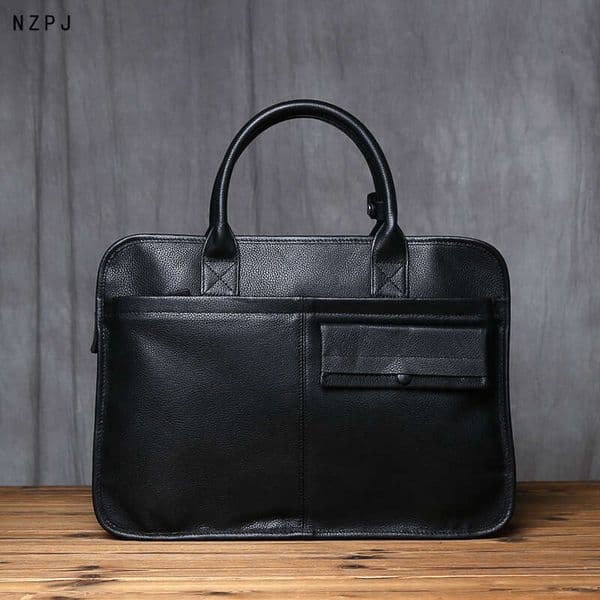 genuine leather mens briefcase top layer cowhide handbag casual crossbody bag suitable for 16 inch laptops
