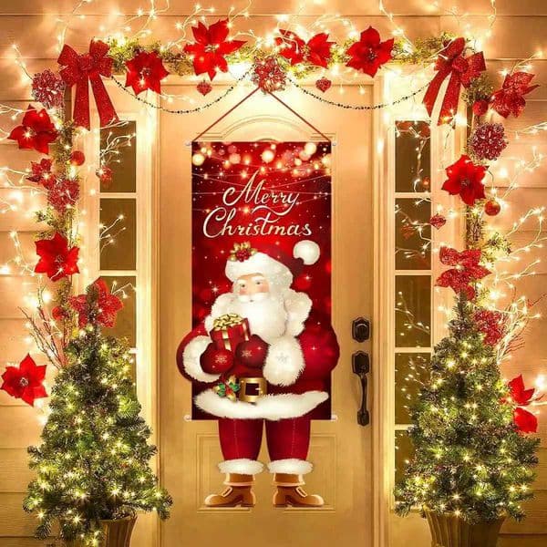 Merry Christmas Hanging Flag Christmas Decorations For Home Door Christmas Ornaments Xmas Gifts Navidad Decor 2024 New YearXJ241029