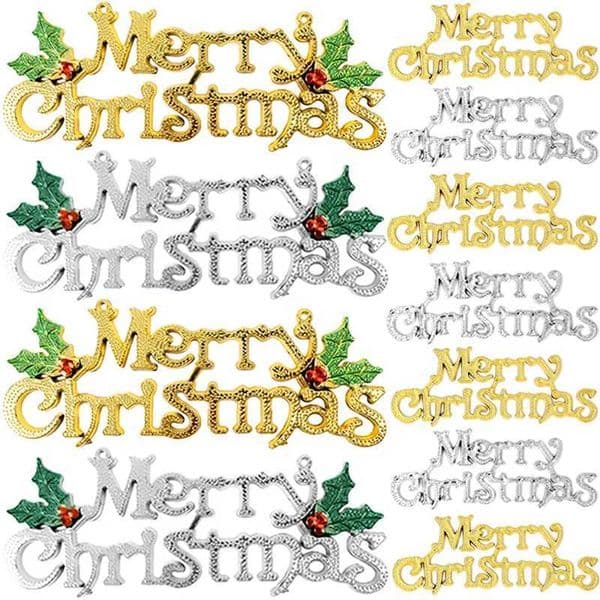 Merry Christmas Letter Hanging Sign Xmas Tree Hanging Pendant Gold Silver Alphabet Door Window Ornaments New Year DecorationsXJ241029