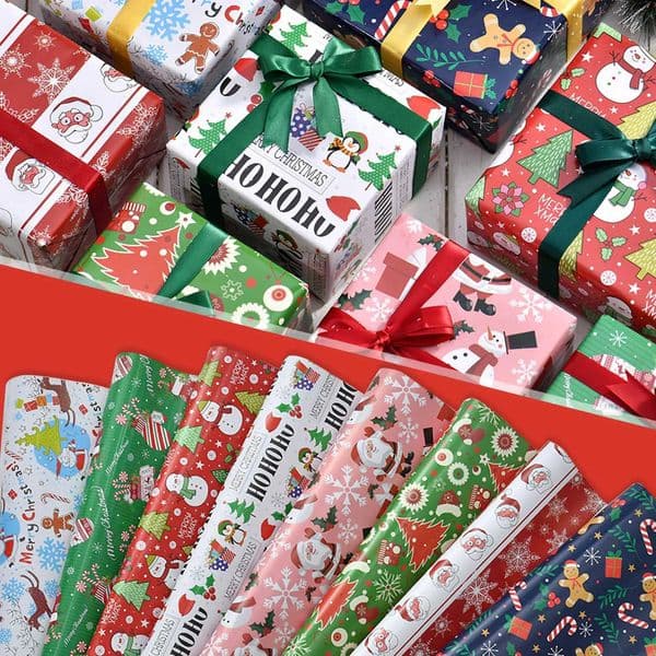 Christmas Packaging Paper Crafts Party Packaging Decoration Retro Cartoon Gift Packaging Paper Christmas Gift Bag W241029