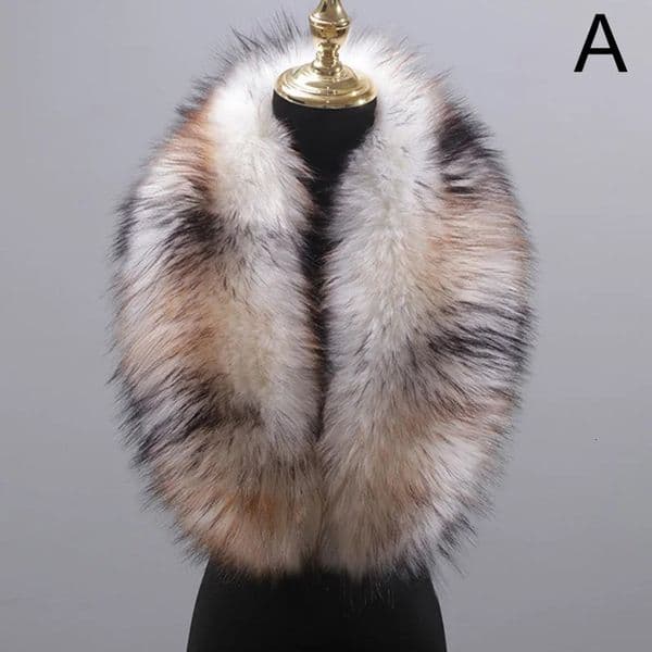 50cm Faux Fur Collar Winter Large Coat Scarves Women Neck Warm Fluffy Shawl Female Cloth Accessories 241028