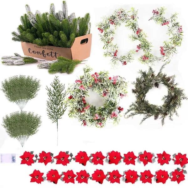 Christmas Artificial Wreath Faux Flower Plant Pines Cones Garland Xmas Door Wall Decor Christmas Decoration for Home Natal 2024XJ241029