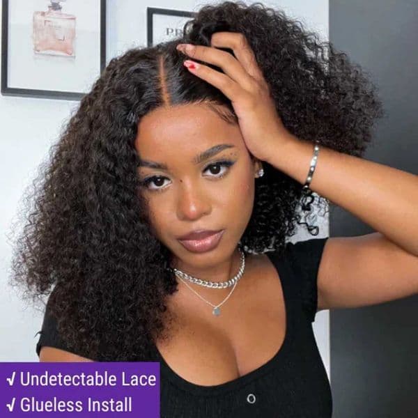 New Arrival Mens Deep Wave Lace Brazilian Hair Wig 13x6x1 Transparent Curly Bob Wig 16 inch Natural Wig Z241028