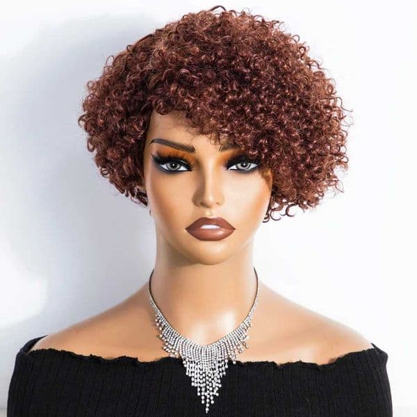 New Arrival Trueme short twisted curly wig Brazil African twisted curly wig black female reddish brown curly e with bangs cut wig Z241028