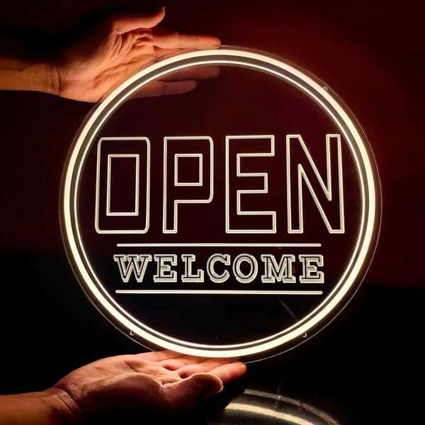 Open Welcome Neon Light Commercial Window USB Powered Circular LED Neon Light Used for Coffee Bar Retail Store Window Decoration X241028