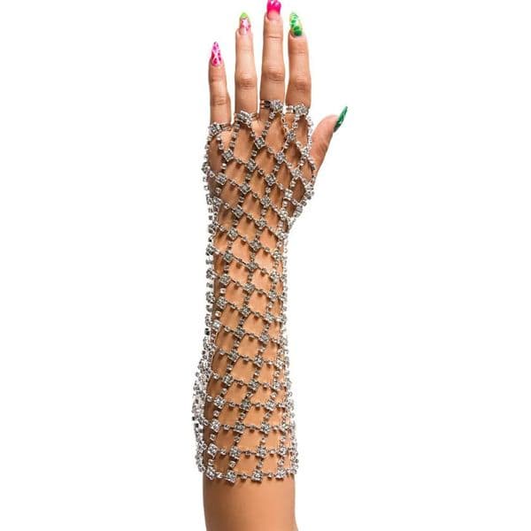 Event & Party Supplies Long Gauetlet Women's rhie crystal mesh Net Gloves party dance long gloves Christmas gift