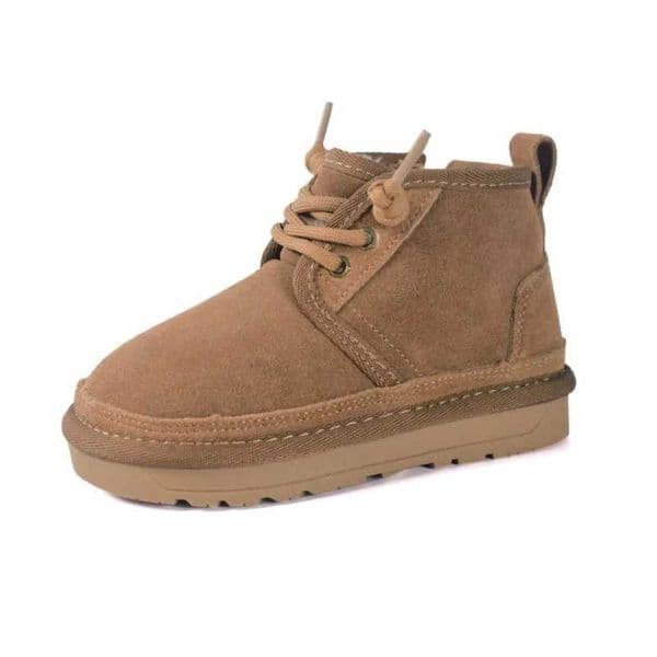 New Children Snow Genuine Leather Plush Lace-up Unisex Boys Girls Warm Soft Sole Fashion Toddler Kids Boots Y241029Y0IS