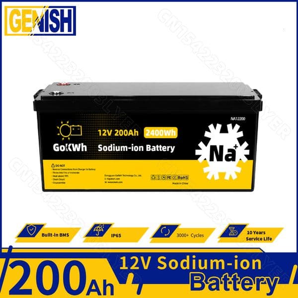 Low Temperature Performance 200Ah Sodium ion Battery Pack 12V Rechargeable SIB Na ion Cells Pack BMS DIY For Cold Weather RV EV