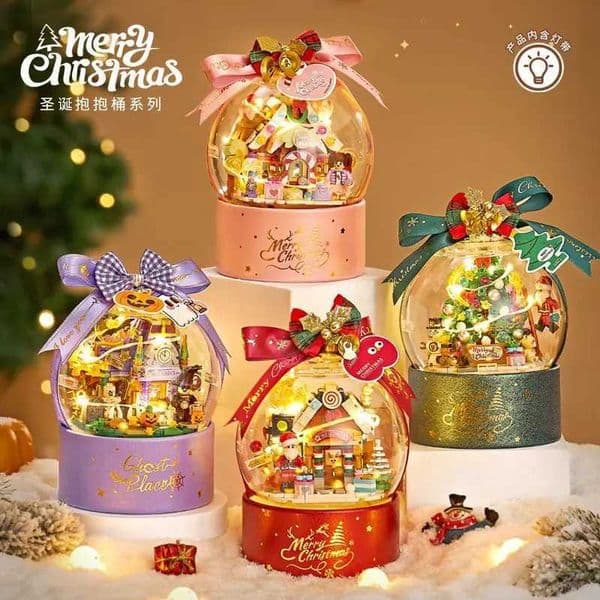 Loz Blocks 2024 Loz Mini Block Christmas Night Light Navida House New Years Christmas Tree Providing Cover Gift for Girls Birthday W241029