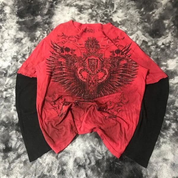 Y2K Fashion Oversized Red Skull Print T Shirt Men Streetwear Clothing Hip Hop Casual Joker Sport Couple Long Sleeves 241028